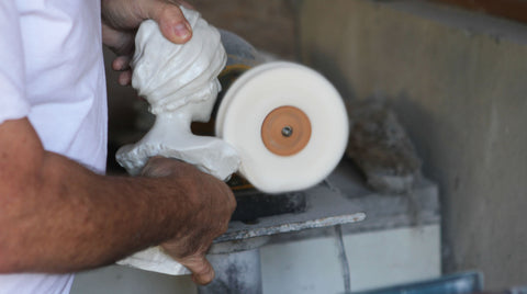 Polishing cold cast marble on a buffing wheel