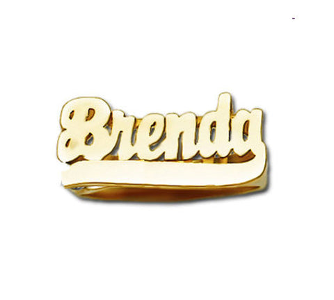 14k gold name ring with tail