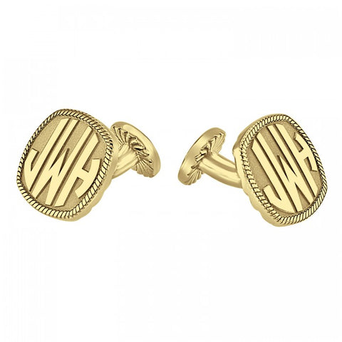 square monogram cufflinks block font