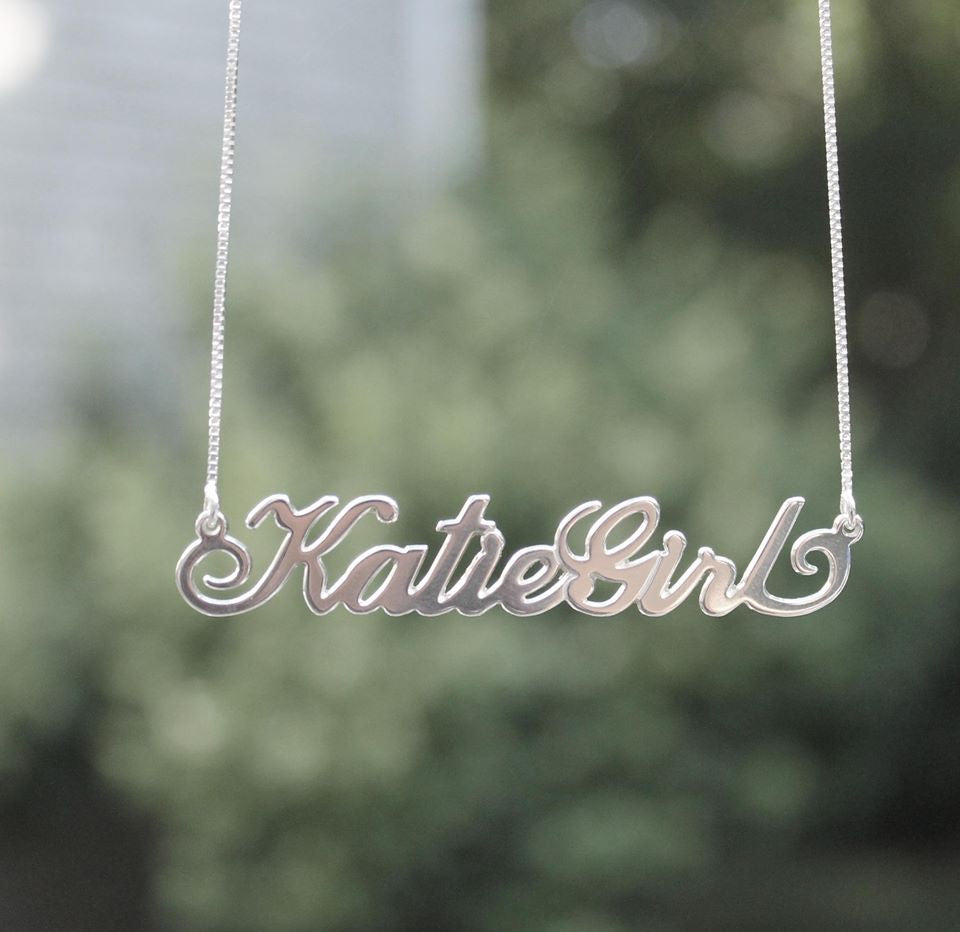 Sterling Silver Name Necklace Carrie Bradshaw Be Monogrammed