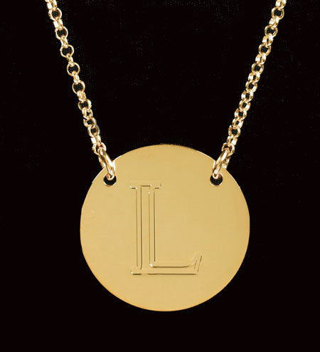 Engraved Gold Disc Initial Necklace - Be Monogrammed