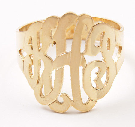Personalized 14K Gold Vermeil Cutout Monogram Ring - Be Monogrammed