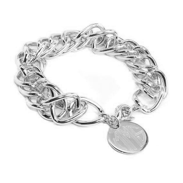 Monogram Double Link Charm Bracelet - Silver or Gold - Be Monogrammed