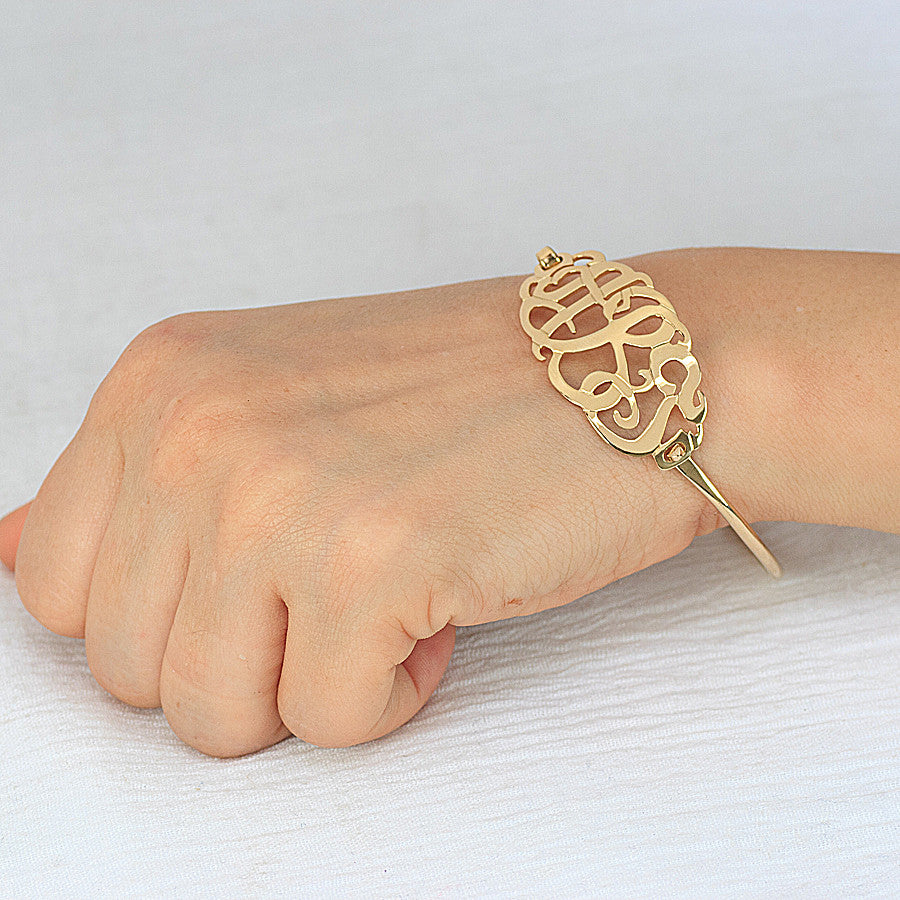 Gold Monogram Bangle Bracelet - Be Monogrammed