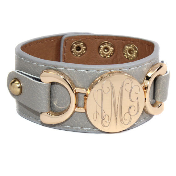 Monogrammed Leather Cuff Bracelet - Be Monogrammed