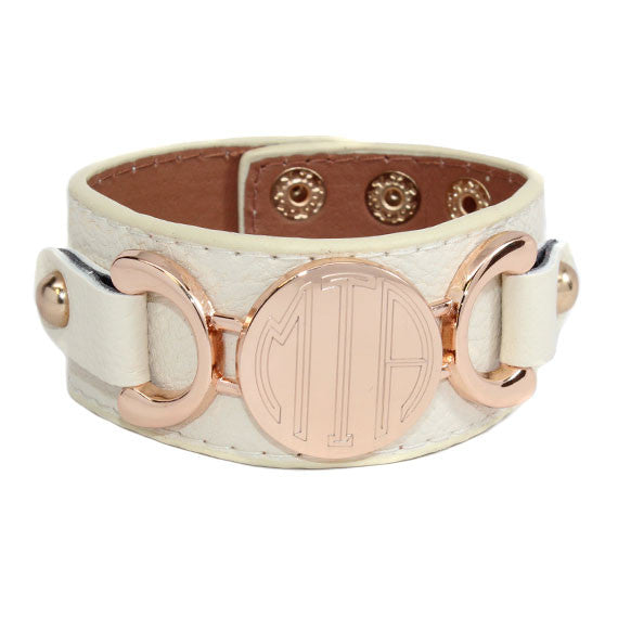 Monogrammed Leather Cuff Bracelet - Be Monogrammed