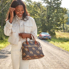 Dooney & Bourke Monogram Large Domed Satchel, Charcoal