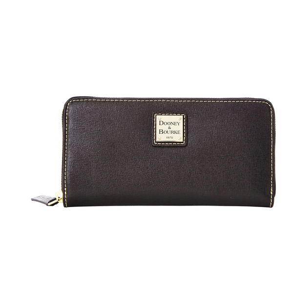 Dooney & Bourke Saffiano Large Zip Around Wallet, Black