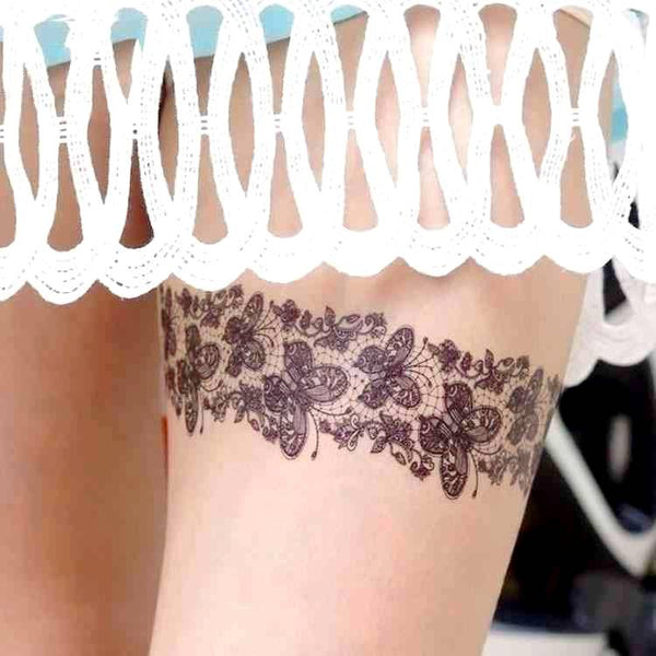 Tatouage Papillon Dentelle sur Cuisse - Rêve de Papillon