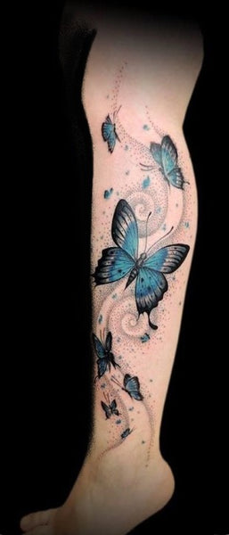 Tatouage Papillon Mollet Bleu - Rêve de Papillon