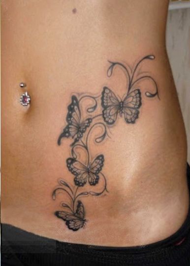 Tatouage Papillon et Arabesque sur Ventre - Rêve de Papillon