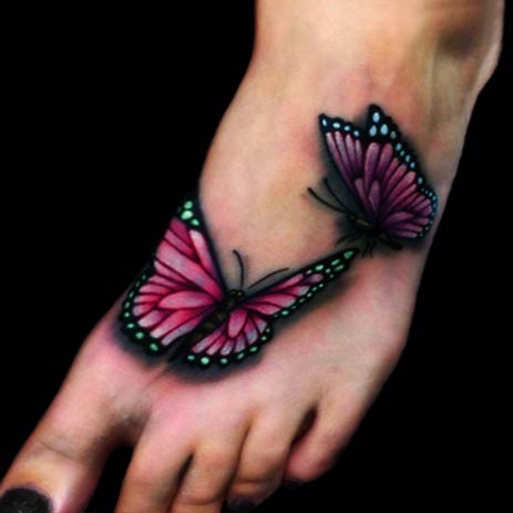 Tatouage Papillon Violet sur Pied  - Rêve de Papillon