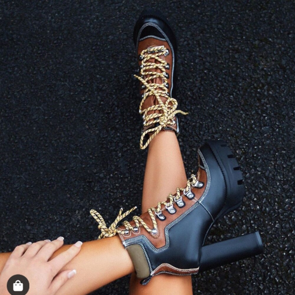 platform ankle boots thick heel