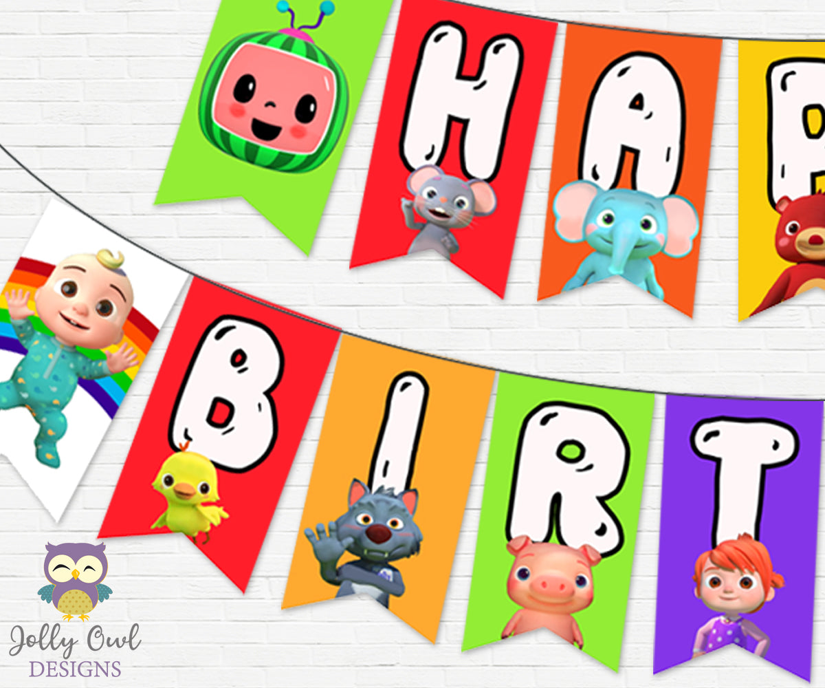 Cocomelon Happy Birthday Party Banner - Digital Printable – Jolly Owl