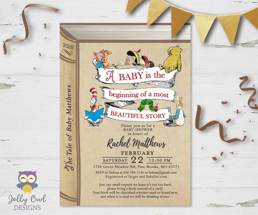 storybook themed baby shower invitations