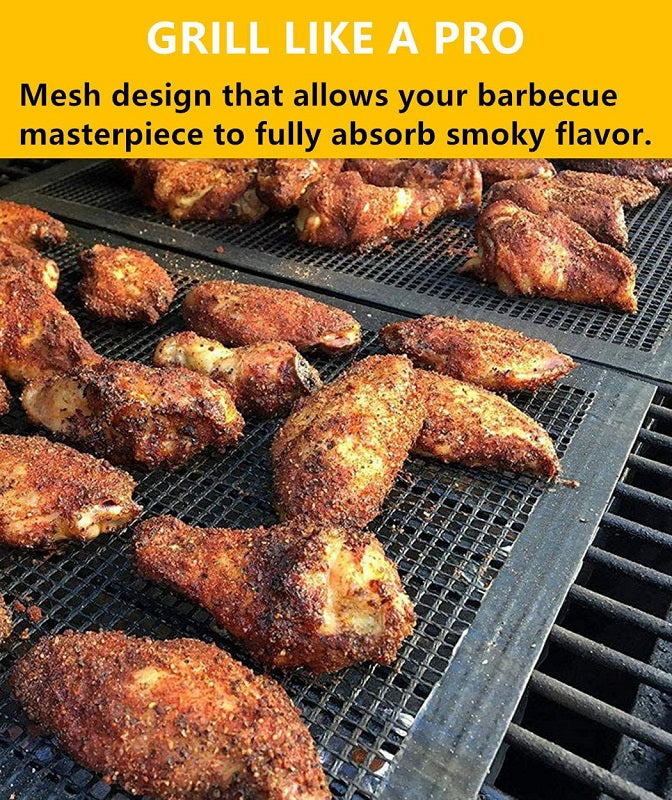 BBQ Grill Mesh Mat Sheet Resistant Reusable Teflon Non-Stick Barbecue Meat DF3 