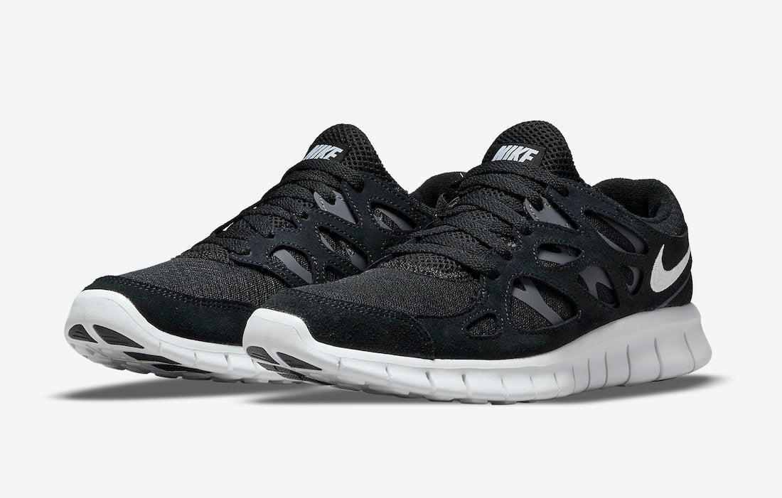 nike free run 2 mens black and white