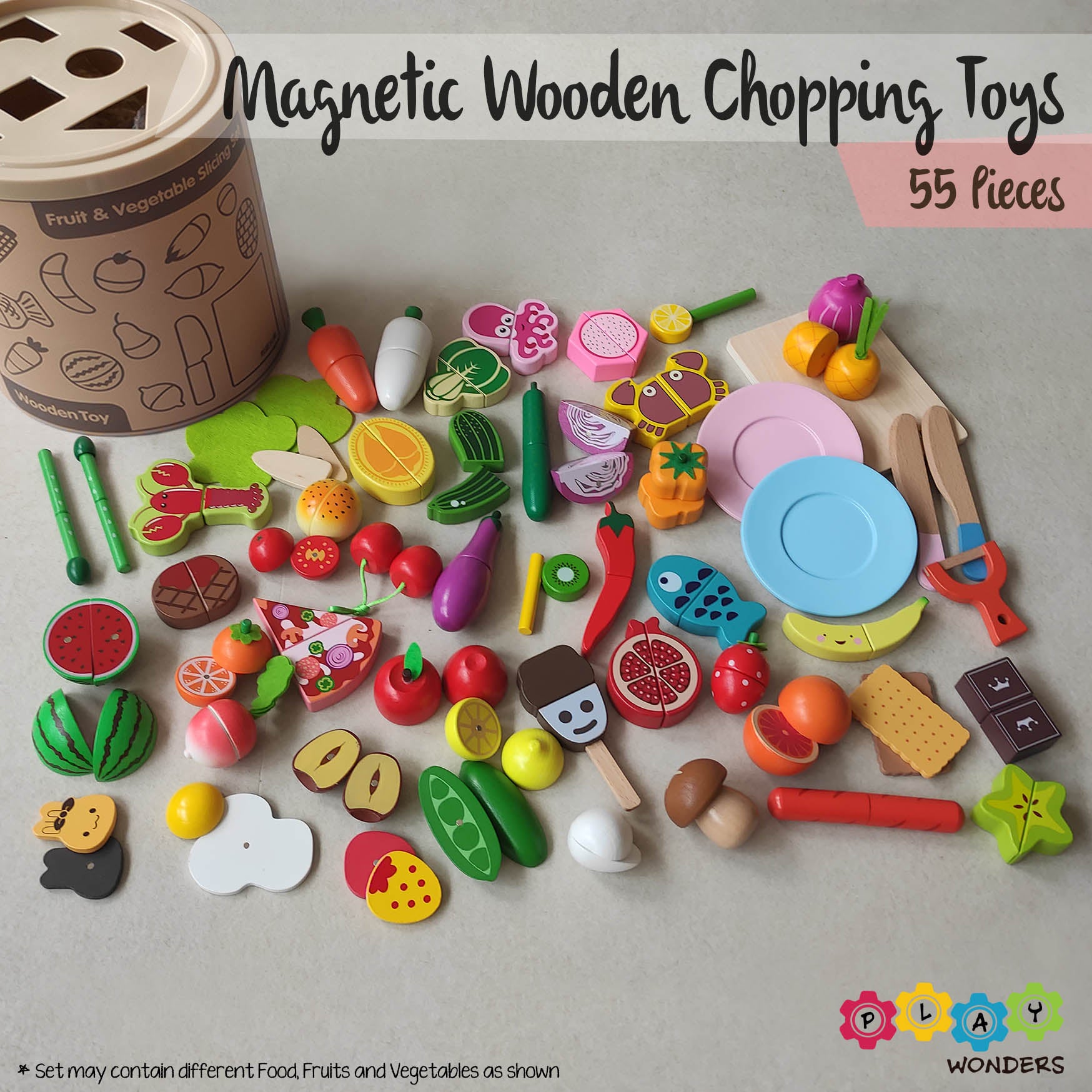 wooden food chopping toy