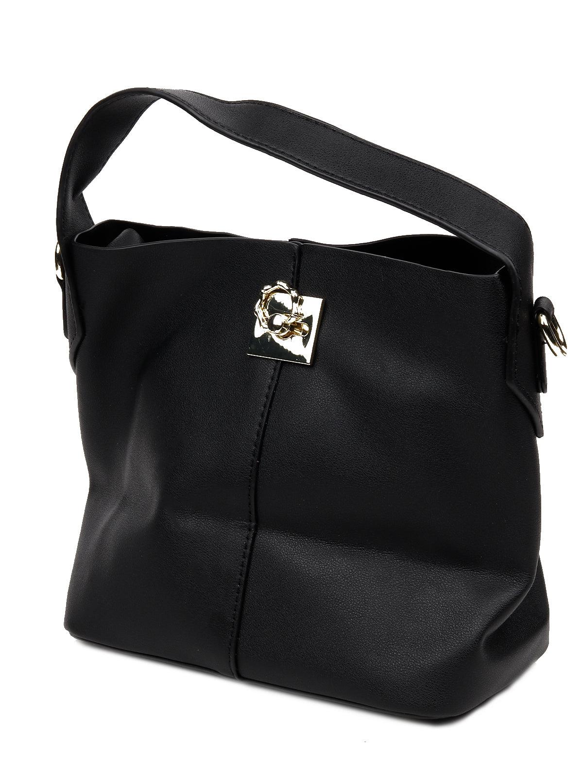 

Classic Black satchel bag with a detachable pouch
