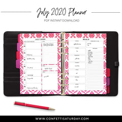 red damask modern printable planner