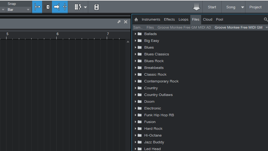 Studio One file browser