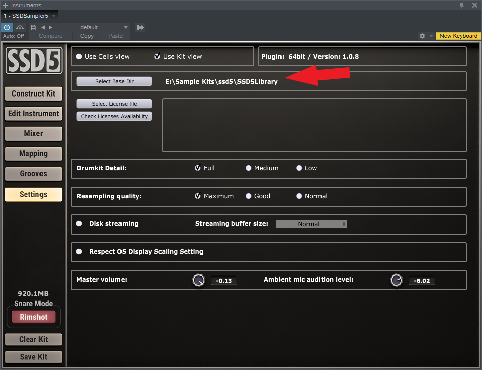 SSD5 Settings Page