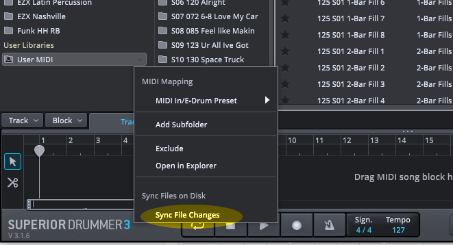 Sync file changes Superior Drummer 3