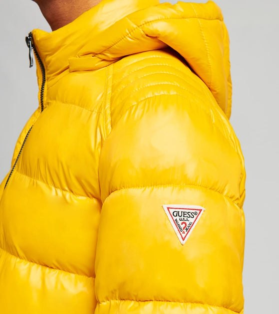 yellow guess puffer jacket