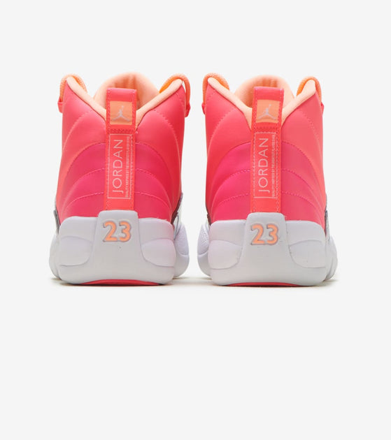 pink orange and silver jordan 12