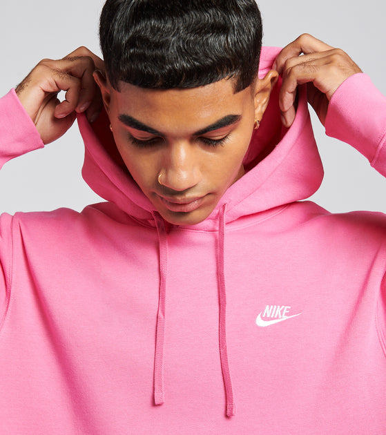 nike club pullover hoodie pink