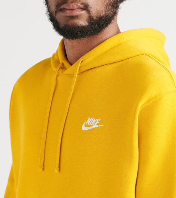 nike club fleece hoodie yellow