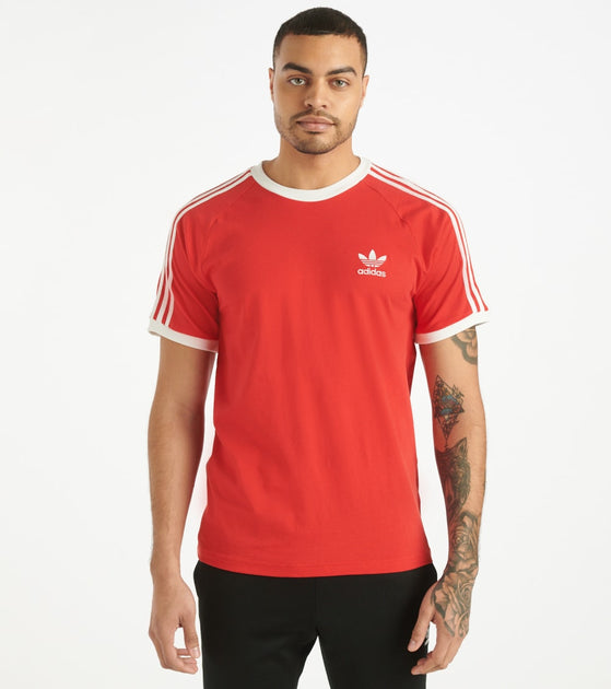 adidas 3 stripes tee red