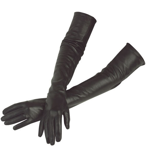 Lange handschoenen Kelly zwart leer online Southcombe FashionGloveZ