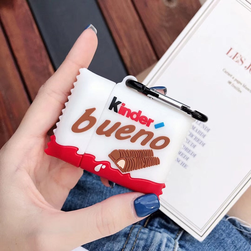 Hot Kinder Bueno Sandwich chocolate Soft silicon Wireless Earphone Charging Cover for Apple AirPods 1 2 Bluetooth case Headset