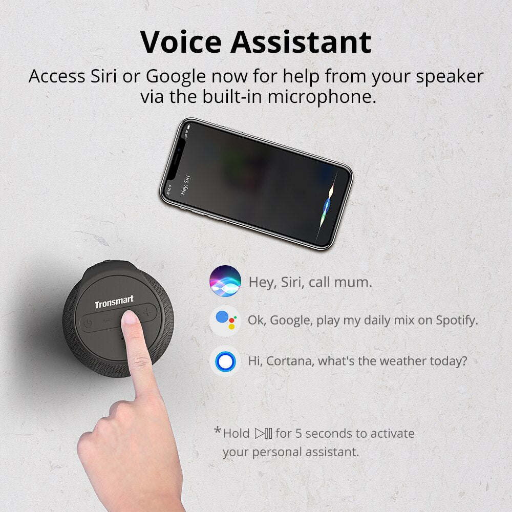 Tronsmart T6 Mini Bluetooth Speaker Wireless Portable Speaker TWS Speakers with IPX6, Voice Assistant, 24 Hours Play time