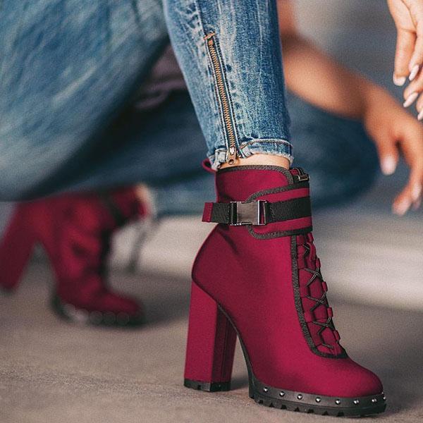 Sofiawears Wine Red High Heel Boots