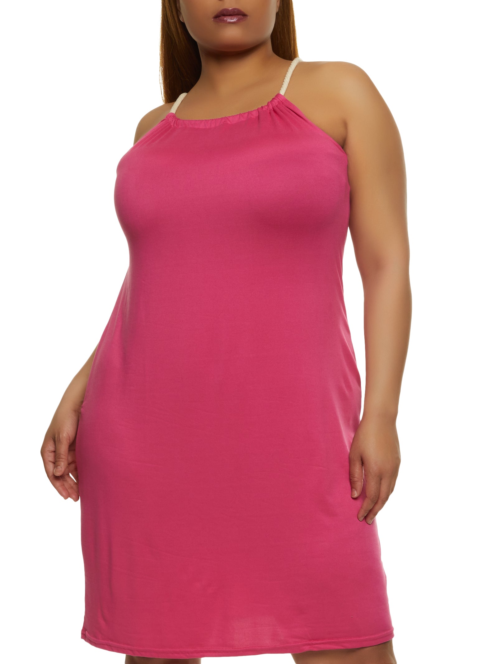 Size High Strap Midi Dress - Pink