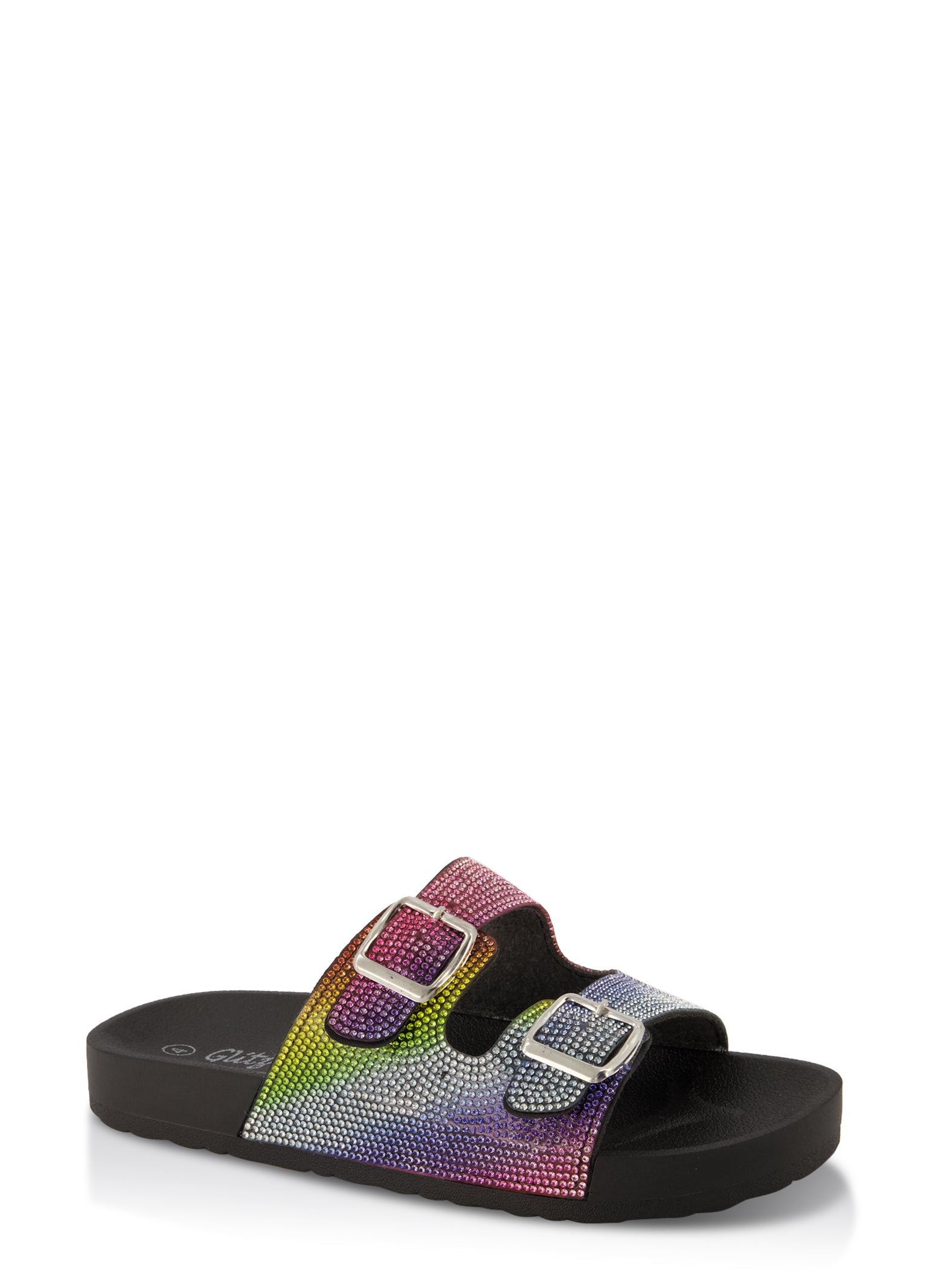 rhinestone footbed sandals