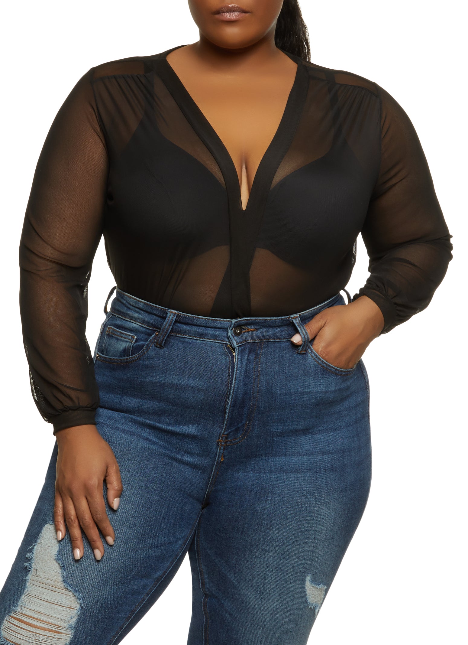 plunge bodysuit plus size