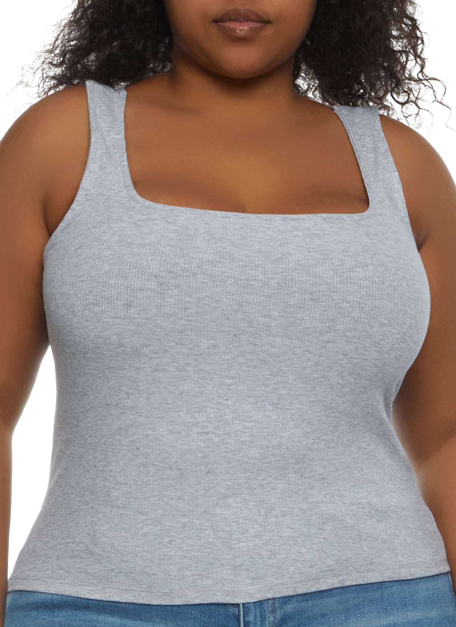 Size Square Neck Cami Top Heather