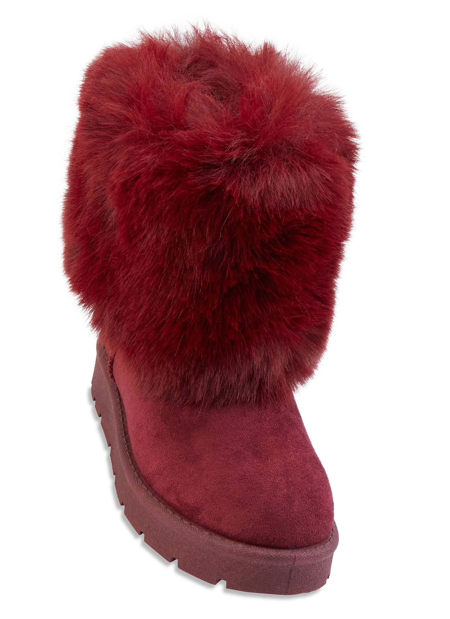 Vores firma Absorbere pensum Solid Faux Fur Cuff Boots - Wine