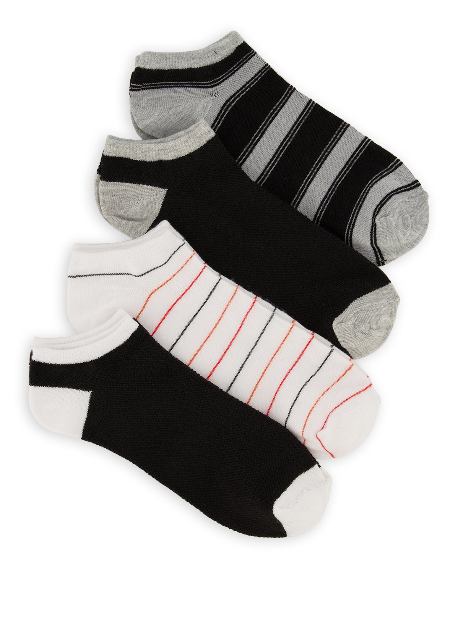 4 Pack Assorted Ankle Socks Size 9-11 - Black