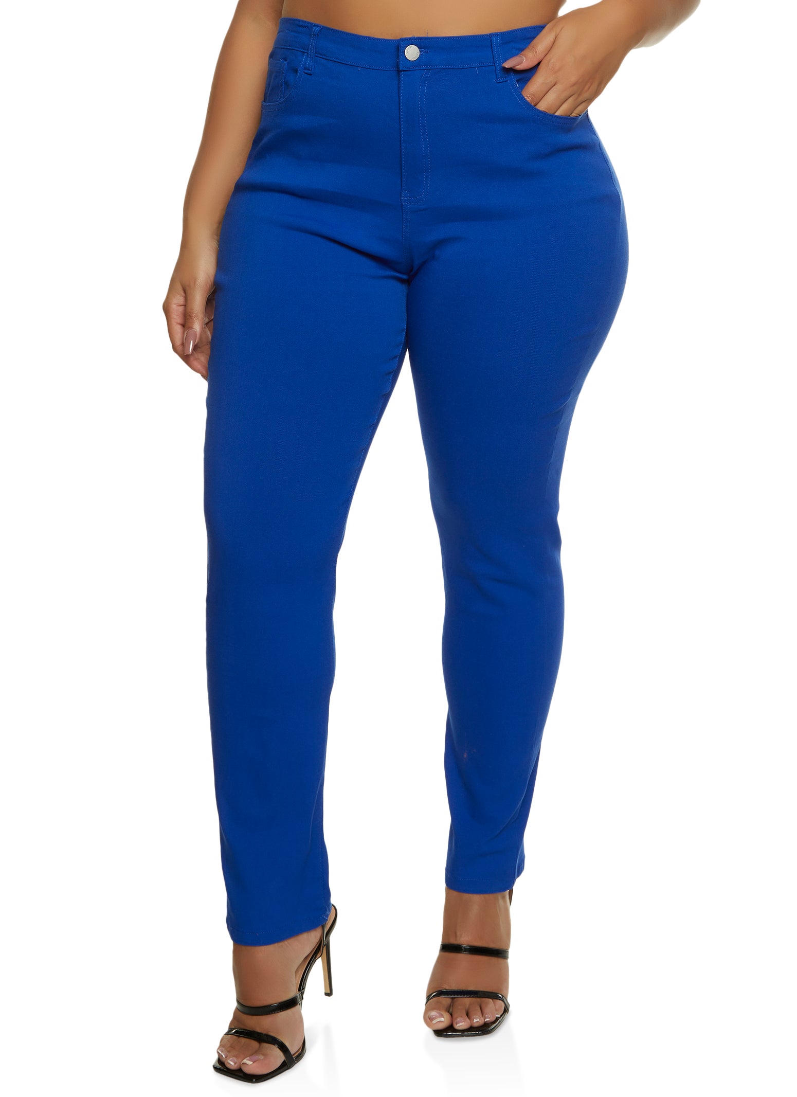 Plus Size Solid Skinny Pants - Royal Blue