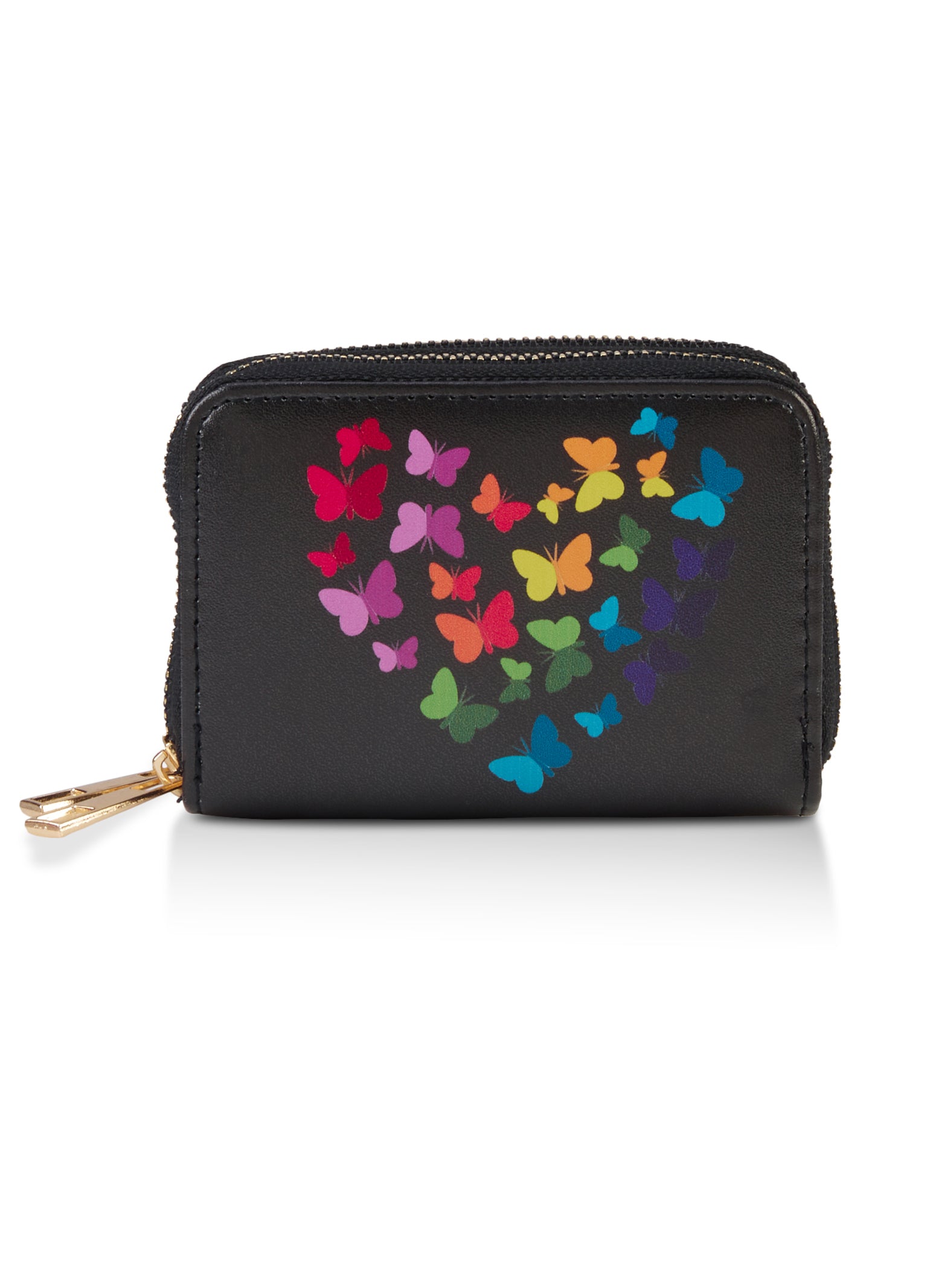 double zip wallet with butterfly print