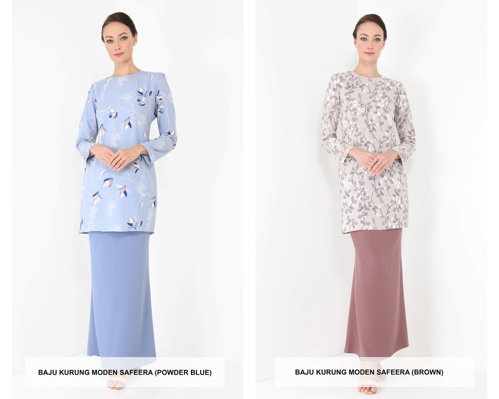 Baju Raya Moden Safeera (Powder Blue & Brown)