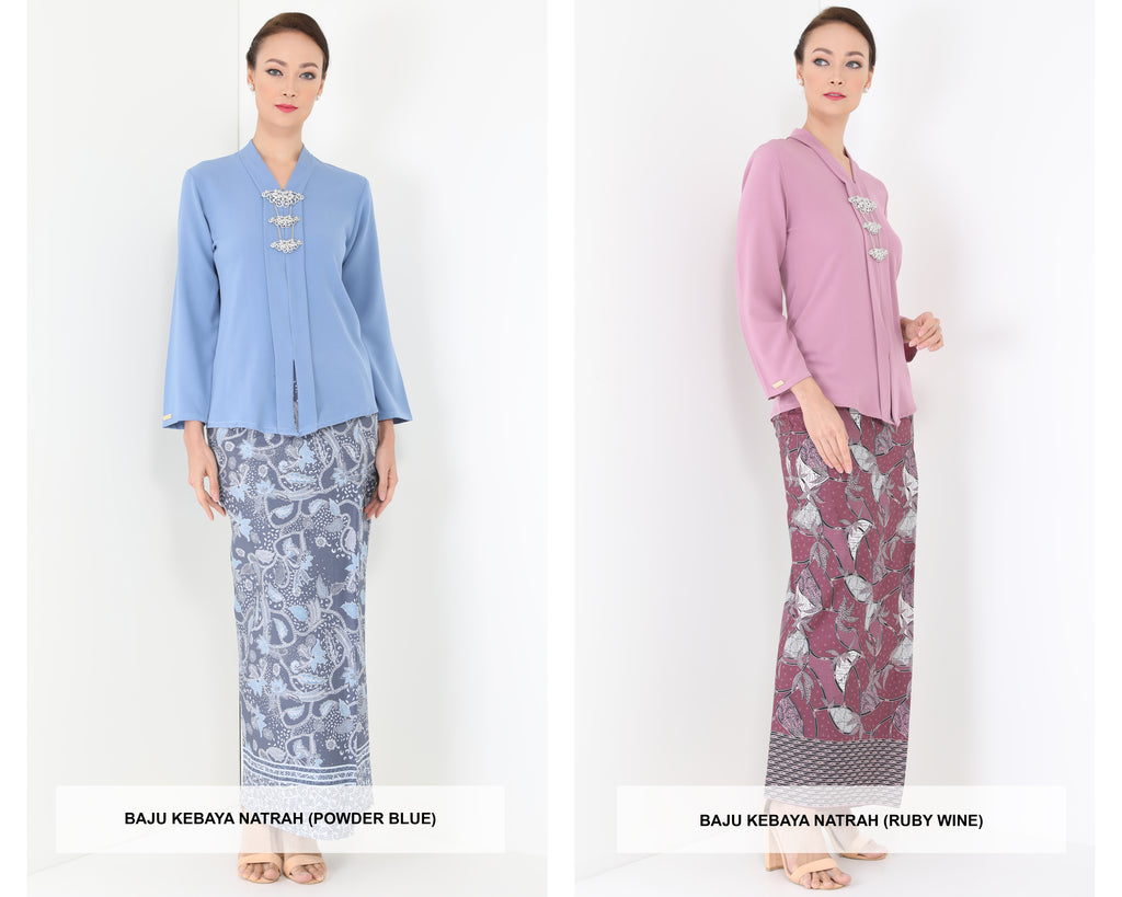 Baju Kebaya Natrah 2020 (Powder Blue & Ruby Wine)