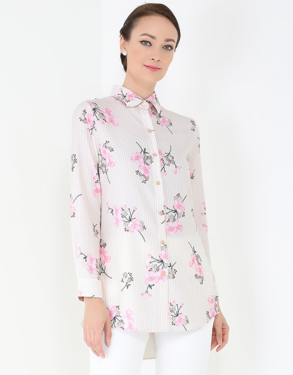 Vienna Small Stripe Tunic - Nude