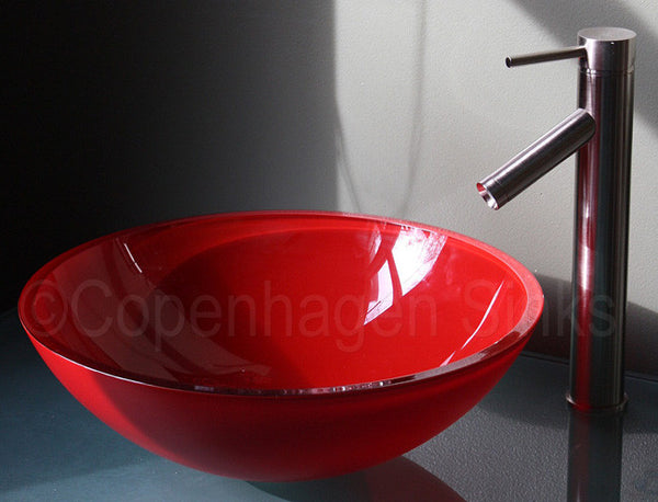 Red Black Floral Glass Sink Bowl Red Sinks Overstock