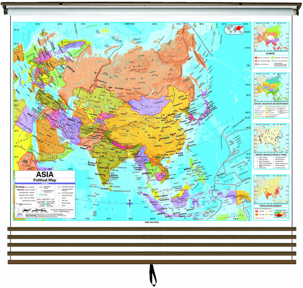 Advanced Political Continent Set on Roller w/ Backboard; 5-Map Custom