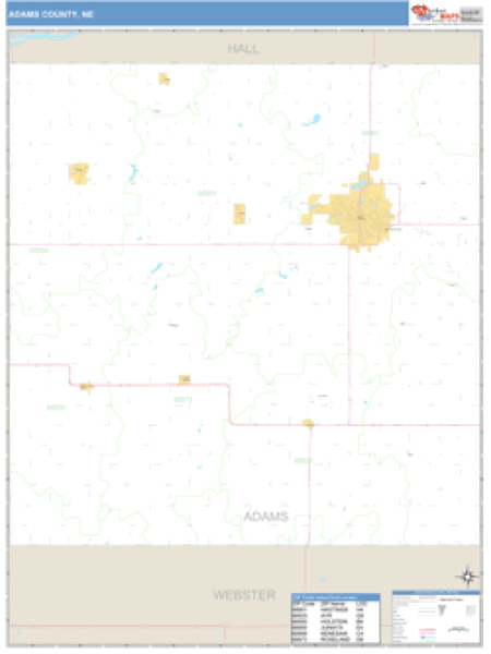 Adams County Nebraska Zip Code Wall Map